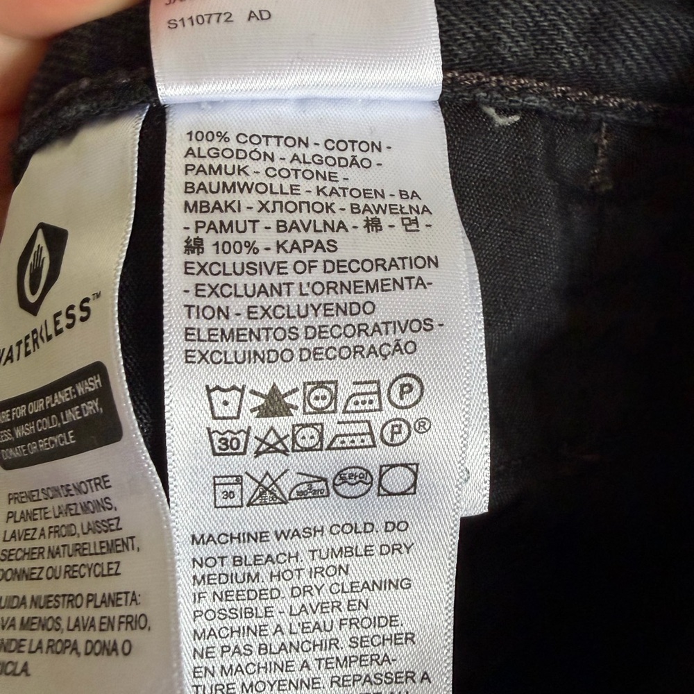 Levi’s Black Denim Foldover ‘94 Baggy Wide Leg Jeans size 26 - Picture 7 of 8